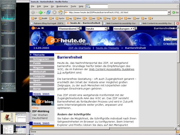 [Screenshot: ZDF-Seite in Firefox. Horizontaler Scrollbalken, zu kleine Masken fr Texteingabe ]
